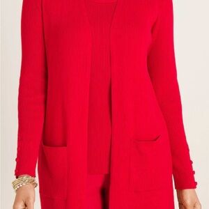 Chico’s Women's Red Open Front Cardigan